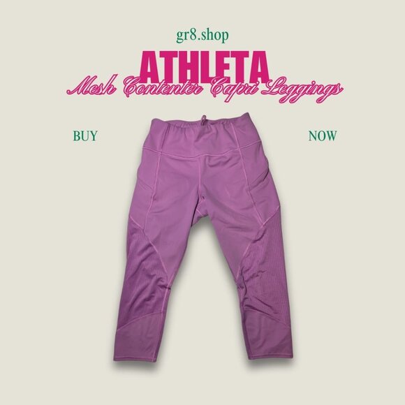 Athleta Mesh Contender Capri Leggings Small Activewear Stretch Purple - Picture 1 of 4